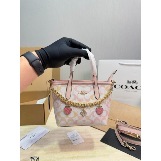 Mini Tote Bag with Strawberry Charms